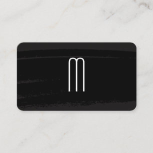 Modern Minimalist Monogram on Black Brushed Business Card