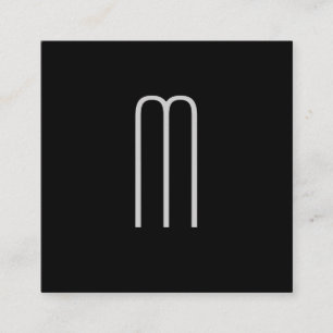Modern Minimalist Monogram on Black Square Business Card