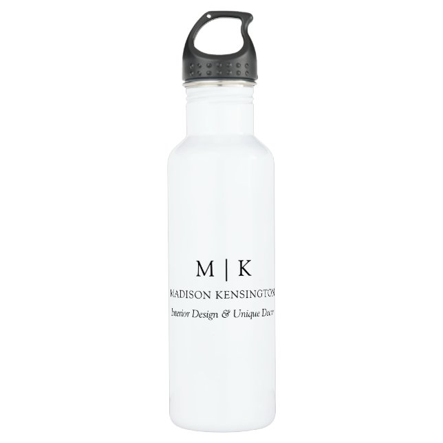 Modern Minimalist Monogram or Add Logo Business 710 Ml Water Bottle (Front)