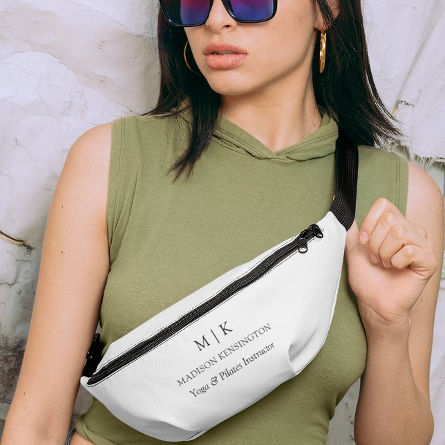 Modern Minimalist Monogram or Add Logo Business Bum Bags (Edit to Customize text, colors and more.)