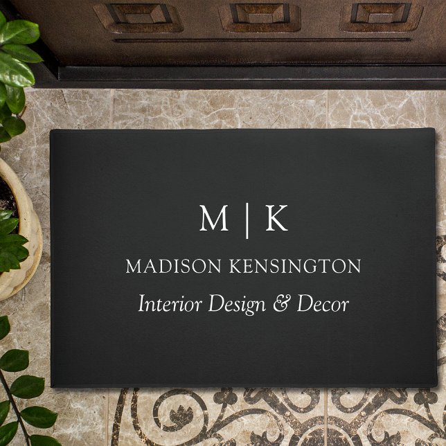 Modern Minimalist Monogram or Add Logo Business Doormat (Edit to Customize text, colors and more)