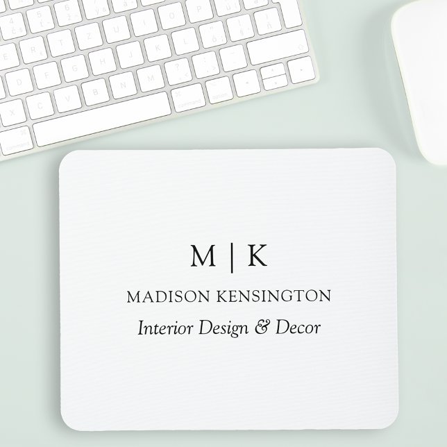 Modern Minimalist Monogram or Add Logo Business Mouse Mat (Edit to Customize text, colors and more)