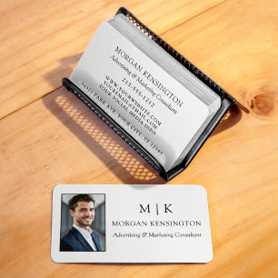 Modern Minimalist Monogram or Add Logo Photo Business Card