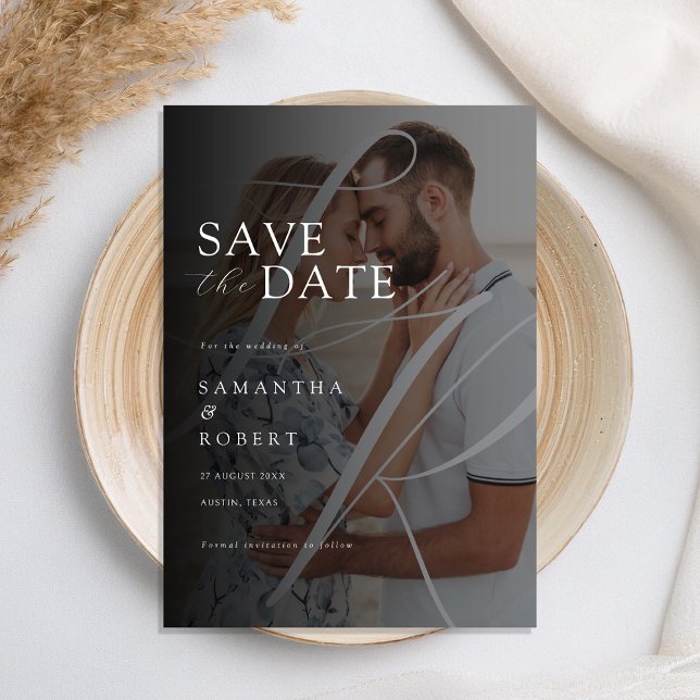 Modern Minimalist Monogram Photo Wedding Save The Date (Creator Uploaded)