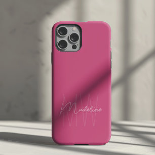 Modern Minimalist Monogram Pink iPhone 16 Pro Max Case