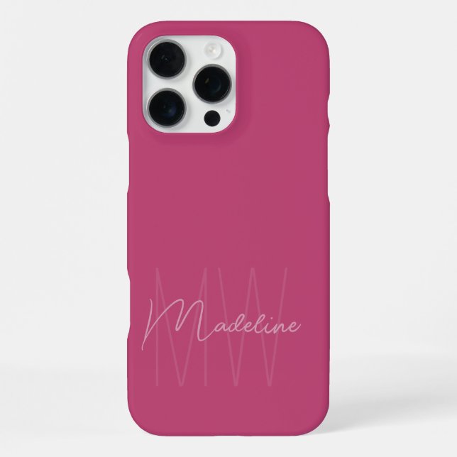 Modern Minimalist Monogram Pink iPhone Case (Back)