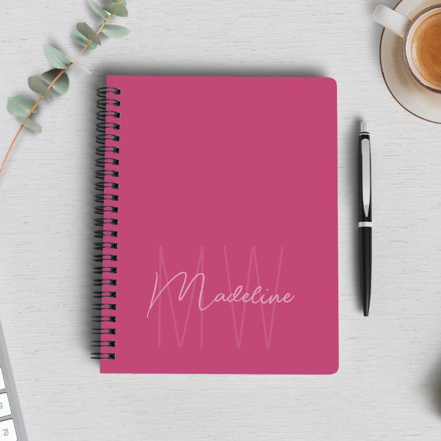 Modern Minimalist Monogram Pink Notebook (Modern Minimalist Monogram Pink Notebook by MINTIC DESIGN STUDIO)