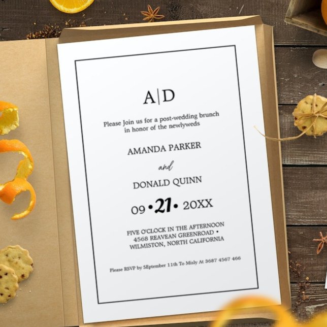 Modern Minimalist Monogram Pre-Wedding brunch Invitation (Creator Uploaded)