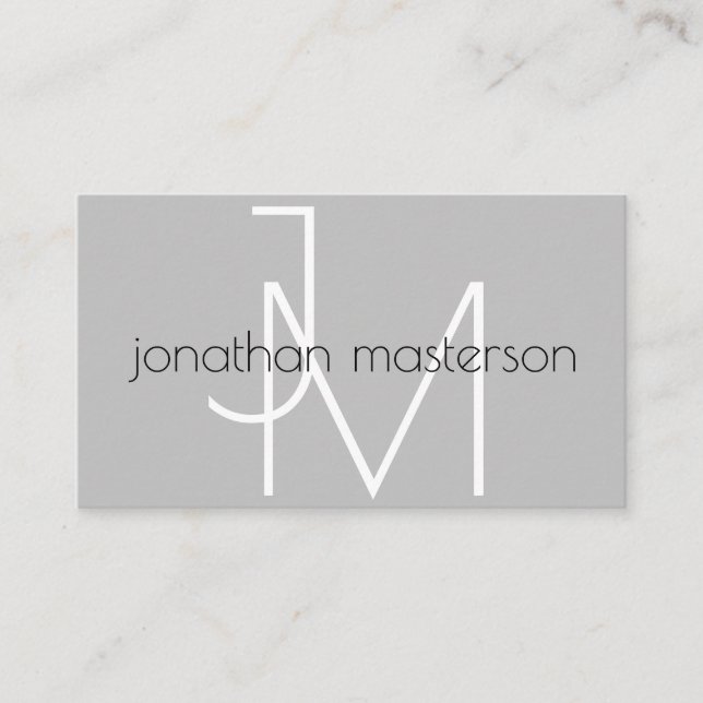 Modern Minimalist Monogram Professional Business Card (Front)