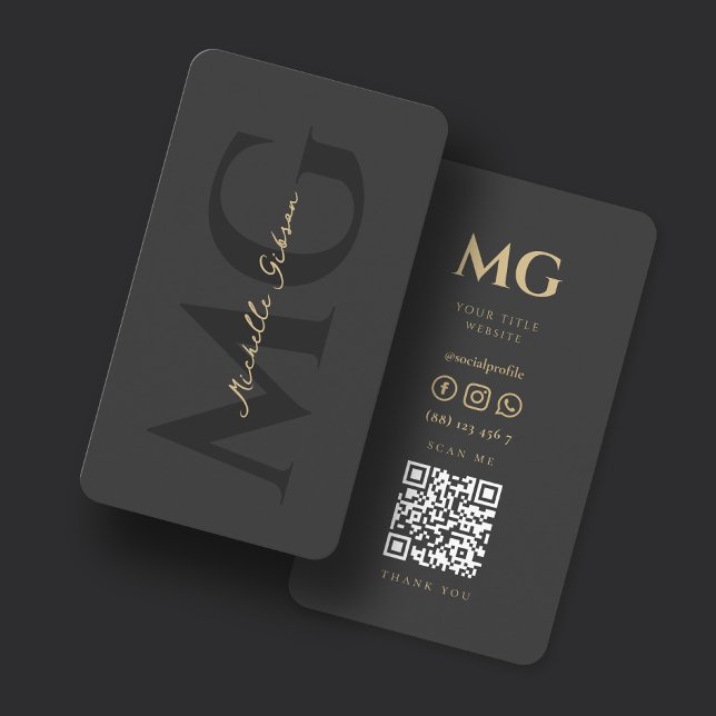 Modern Minimalist Monogram Professional Marketing Business Card (Creator Uploaded)