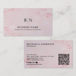 Modern Minimalist Monogram QR Code & Social Media Business Card