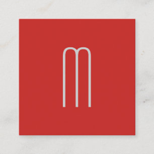 Modern Minimalist Monogram Red Black Square Business Card