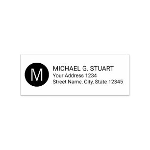 Modern Minimalist Monogram Return Address Rubber Stamp