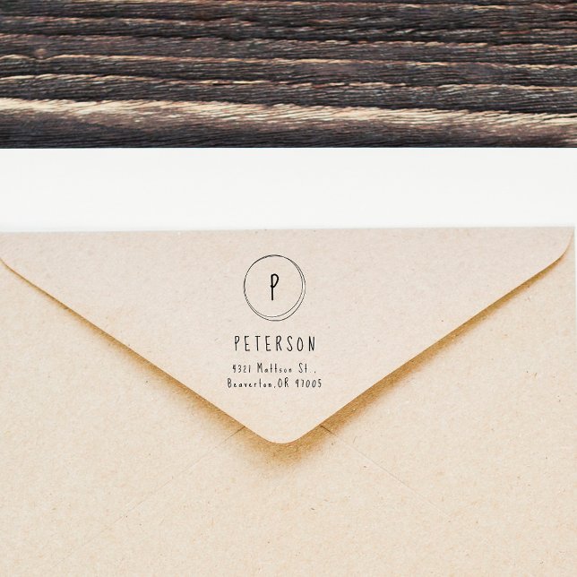 Modern Minimalist Monogram Return Addrress Rubber Stamp (Creator Uploaded)