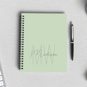 Modern Minimalist Monogram Sage Green Notebook