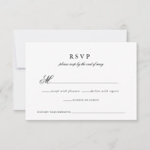 Modern Minimalist Monogram Script Wedding RSVP Card