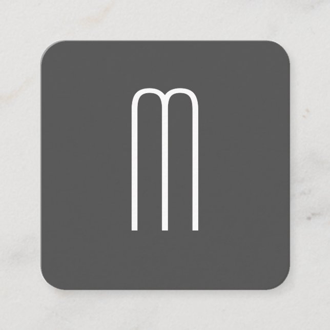 Modern Minimalist Monogram Square Business Card (Front)