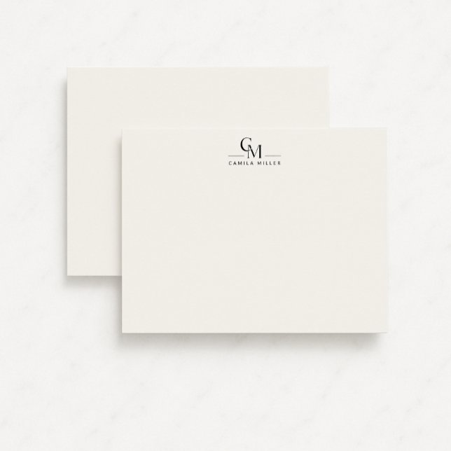 Modern Minimalist Monogram Stationery Note Card (Creator Uploaded)