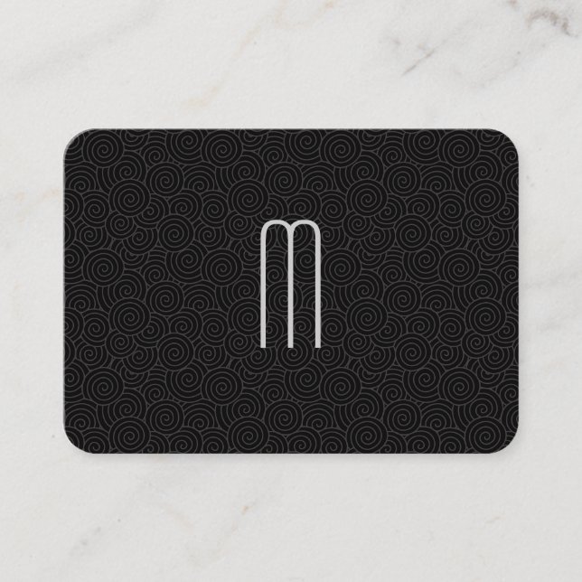 Modern Minimalist Monogram Swirl Pattern Business Card (Front)
