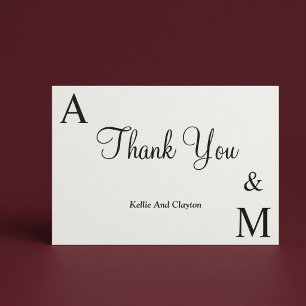 Modern Minimalist Monogram Thank You Card