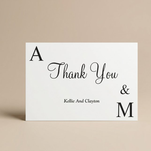 Modern Minimalist Monogram Thank You Card (Creator Uploaded)