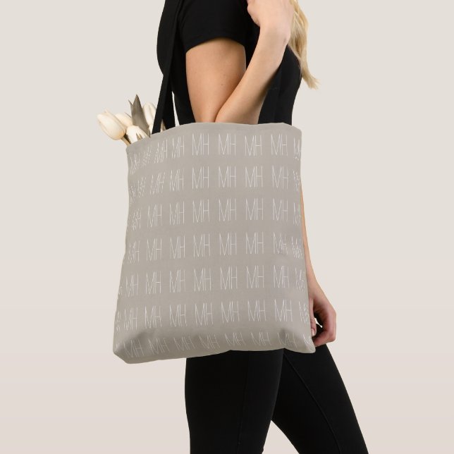 Modern Minimalist Monogram Tote Bag (Close Up)