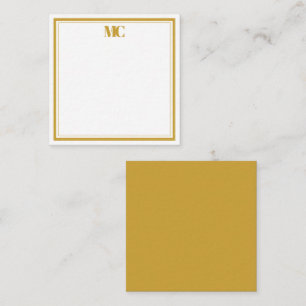 Modern Minimalist Monogram Two Borders Gold White Card
