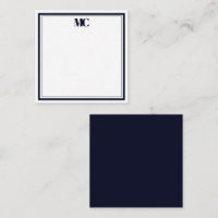 Modern Minimalist Monogram Two Borders Navy Blue