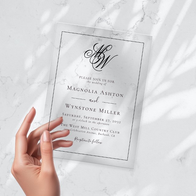Modern Minimalist Monogram Wedding Acrylic Invitations (Creator Uploaded)