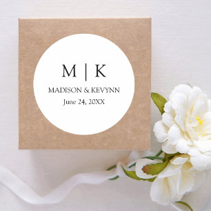 Modern Minimalist Monogram Wedding  Classic Round Sticker