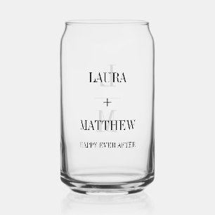 Modern Minimalist Monogram Wedding Elegant Names Can Glass
