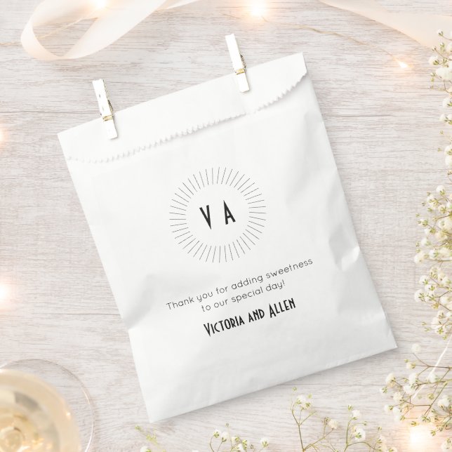Modern Minimalist Monogram Wedding Favour Bags (Clipped)
