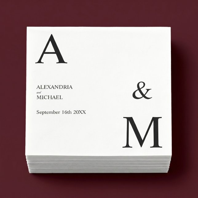 Modern Minimalist Monogram Wedding Napkin (Creator Uploaded)