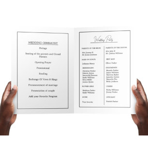 Modern Minimalist Monogram Wedding Pogram Card