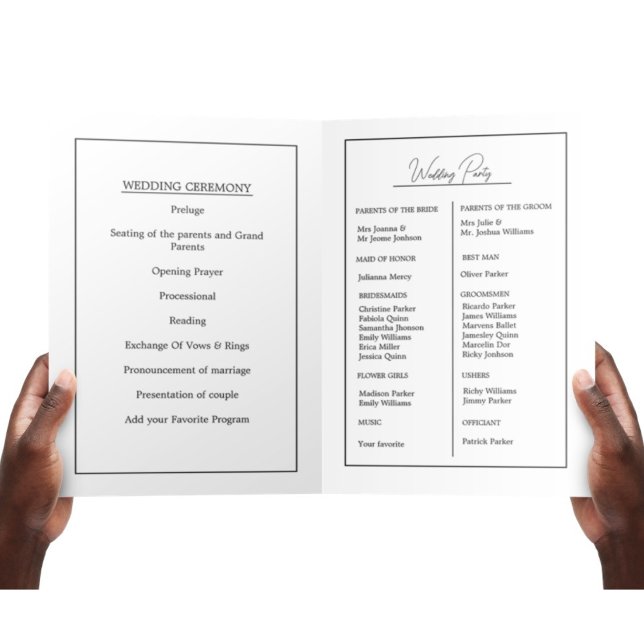 Modern Minimalist Monogram Wedding Pogram Card (Creator Uploaded)