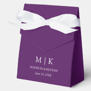 Modern Minimalist Monogram Wedding Purple Favour Box