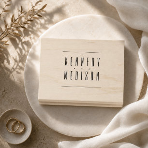 Modern Minimalist Monogram Wedding Rubber Stamp