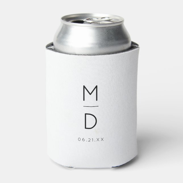 Modern Minimalist Monogram Wedding Simple Names Can Cooler (Can Front)