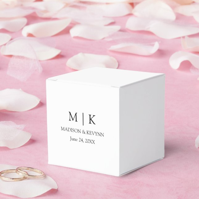 Modern Minimalist Monogram Wedding Square Favour Box (Wedding)