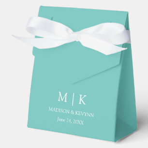 Modern Minimalist Monogram Wedding Teal Favour Box