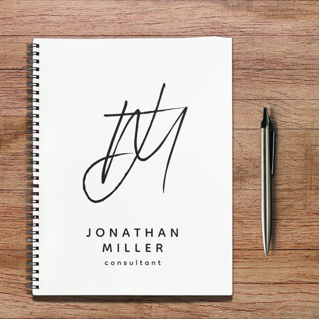 Modern Minimalist Monogram White Notebook (Creator Uploaded)