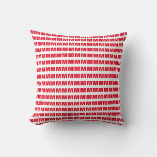 Modern Minimalist Monogram White Red Cushion