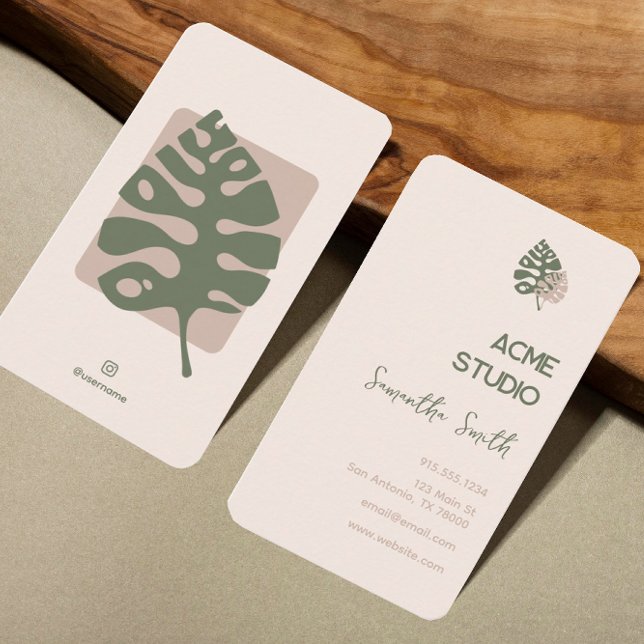 Modern Minimalist Monstera Business Card (Creator Uploaded)
