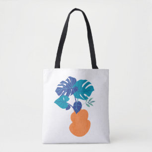 Modern Minimalist Monstera Plant Tote Bag