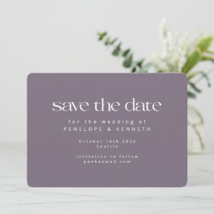 Modern Minimalist Moody Purple Plum Simple Wedding Save The Date