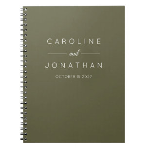 Modern Minimalist Moss Green Custom Wedding Notebook