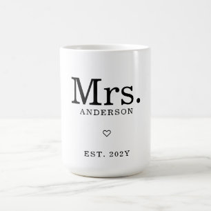 Modern Minimalist Mrs. Est Add Your Name Coffee Mug