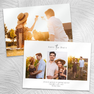 Modern Minimalist Multi Photo Collage Wedding Save The Date