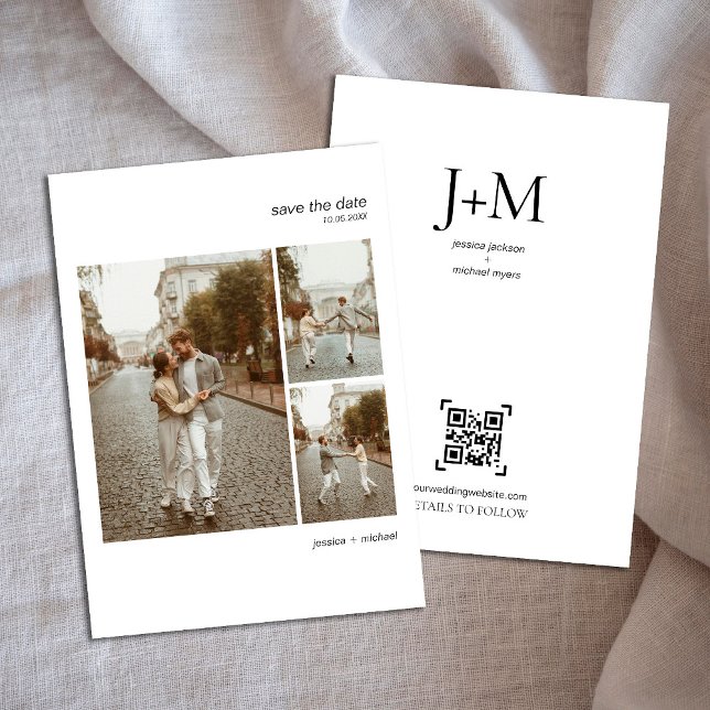Modern Minimalist Multi-Photo Wedding Save The Date (Creator Uploaded)