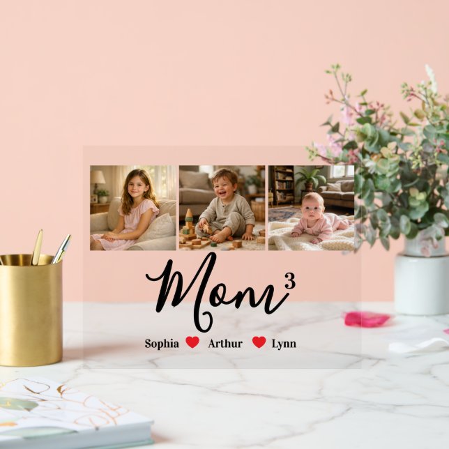 Modern Minimalist Mum Custom Photo & Name Keepsake Acrylic Sign (Wedding)